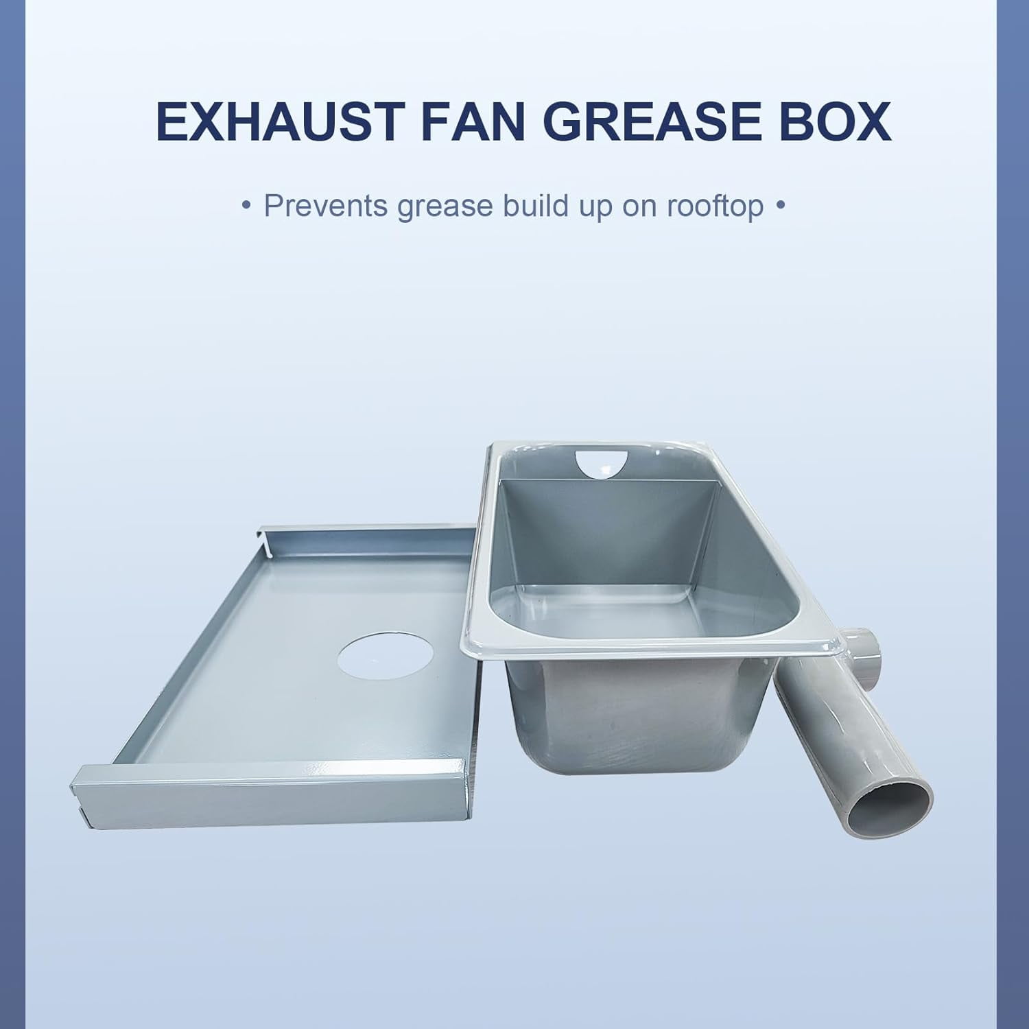 Stainless Steel Grease Box Canopy Hood Exhaust Fan, 3.74" Deep Drip Pan for Restaurants