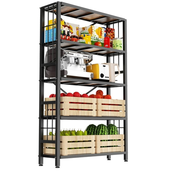GIOTORENT 1500 lb Heavy Duty 5-Tier Wood Garage Storage Shelf Bookcase Adjustable 48"H x 36"W for Kitchen Living Room