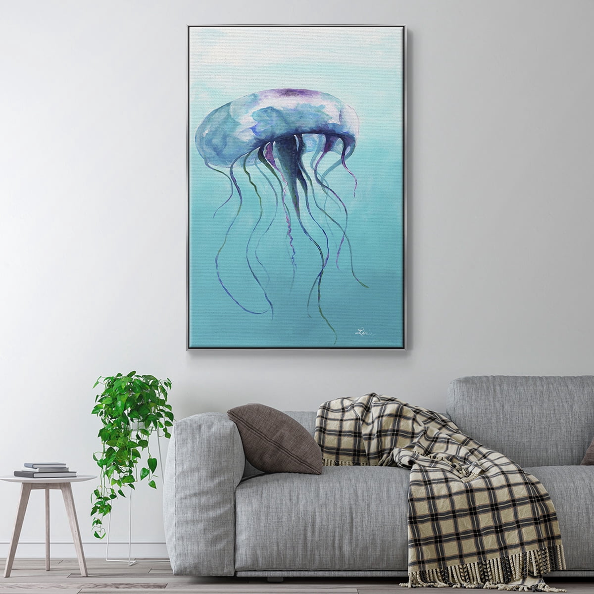 Jelly Fish Framed Premium Gallery Wrapped Canvas - Ready to Hang