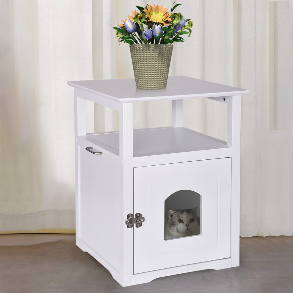 Decorative Cat House Side Table Pet Nightstand Crate Cat Litter Box