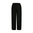 thumbnail image 2 of IDALL Capri Pants for Women Linen Pants Women Women Pants Casual Summer Elastic High Waist Straight Leg Wide Leg Cropped Pants Lounge Pants Women Summer Pants Black L, 2 of 8