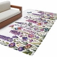 thumbnail image 2 of Area Rug for Living Room, Purple Flowers Non-Slip Indoor Large Carpet for Bedroom/Dining Room, Spring Butterflies Lavender Daisy Botanical Washable Low-Profile Rectangle Floor Runner Rugs - 4 x 6 Ft, 2 of 7