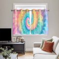 thumbnail image 5 of Colorful Tie Dye Kitchen Curtains Short 54 Inch Length, Rainbow Ombre Abstract Pattern Art Grommet Top Bedroom Living Room Curtains, Light Filtering Cafe Curtain Drapes 2 Panels Set 84''x54'', 5 of 9