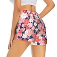 thumbnail image 3 of Xecao's Japanese Cherry Blossoms for a double-layer running short for women, perfect for gym, tennis, and more, featuring a convenient pocket., 3 of 9