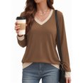 thumbnail image 2 of MOYIKO Sweatshirts for Women V Neck Long Sleeve Loose Fit Tops Color Block Pullover Fashion 2026, 2 of 7