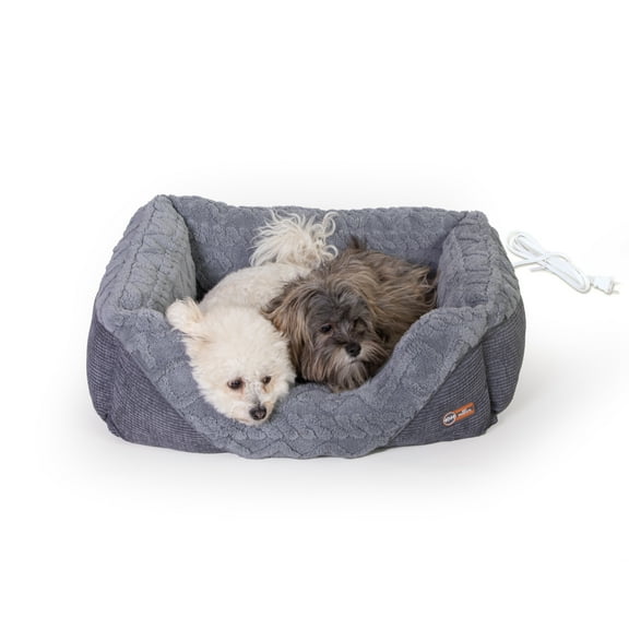 K&H Pet Products Thermo-Pet Lounge Sleeper Heated Cat & Dog Bed Gray Medium 30.5 X 24.5 X 9 Inches