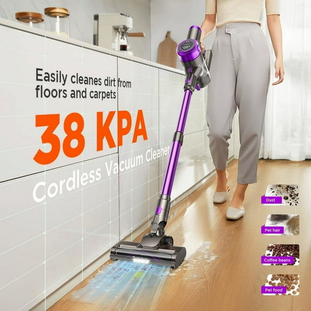 KANFUAQ Cordless Stick Vacuum Cleaner 38KPA 50Mins 2200mAh
