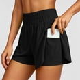 thumbnail image 2 of XIAOCHA Womens Solid Athletic Shorts Smocked High Waist Side Split Pocket Gym Bermudas, 2 of 8