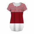 thumbnail image 2 of AKOEE Summer Tops Women Tropical Floral Printed Tee Shirts with Buttons Crew Neck Pleated Tunic T-Shirts Loose Fit (XL, Red-Colorblock), 2 of 5