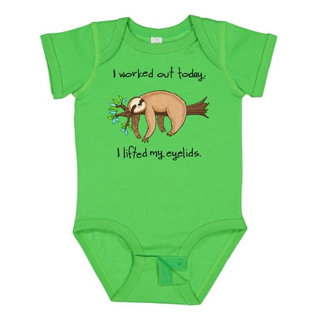 

Inktastic I Worked out Today. I Lifted My Eyelids- Cute Sloth on a Branch Gift Baby Boy or Baby Girl Bodysuit