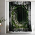 thumbnail image 5 of 3D Optical Illusion Small Stall Shower Curtain, Waterproof Shower Curtains for Bathroom, Visual Trap Looks Like Holes Green Grey Washable Fabric Bath Curtain for Bathtub with Hooks 36x78 Inches, 5 of 9