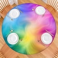 thumbnail image 2 of Rainbow Tie Dye Swirl Pattern Round Fitted Tablecloth with Elastic Edge,Dining Table Cover Waterproof,Outdoor Round Tablecloth for Camping,Dining,Indoor and Outdoor, 2 of 7