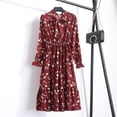 thumbnail image 1 of 2022 Women Blue StripedLong Sleeve neck Basic Dresses Button Split Pleated DressXL Gao Jinjia LED, 1 of 2