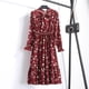 thumbnail image 1 of 2022 Women Blue StripedLong Sleeve neck Basic Dresses Button Split Pleated DressL Gao Jinjia LED, 1 of 2