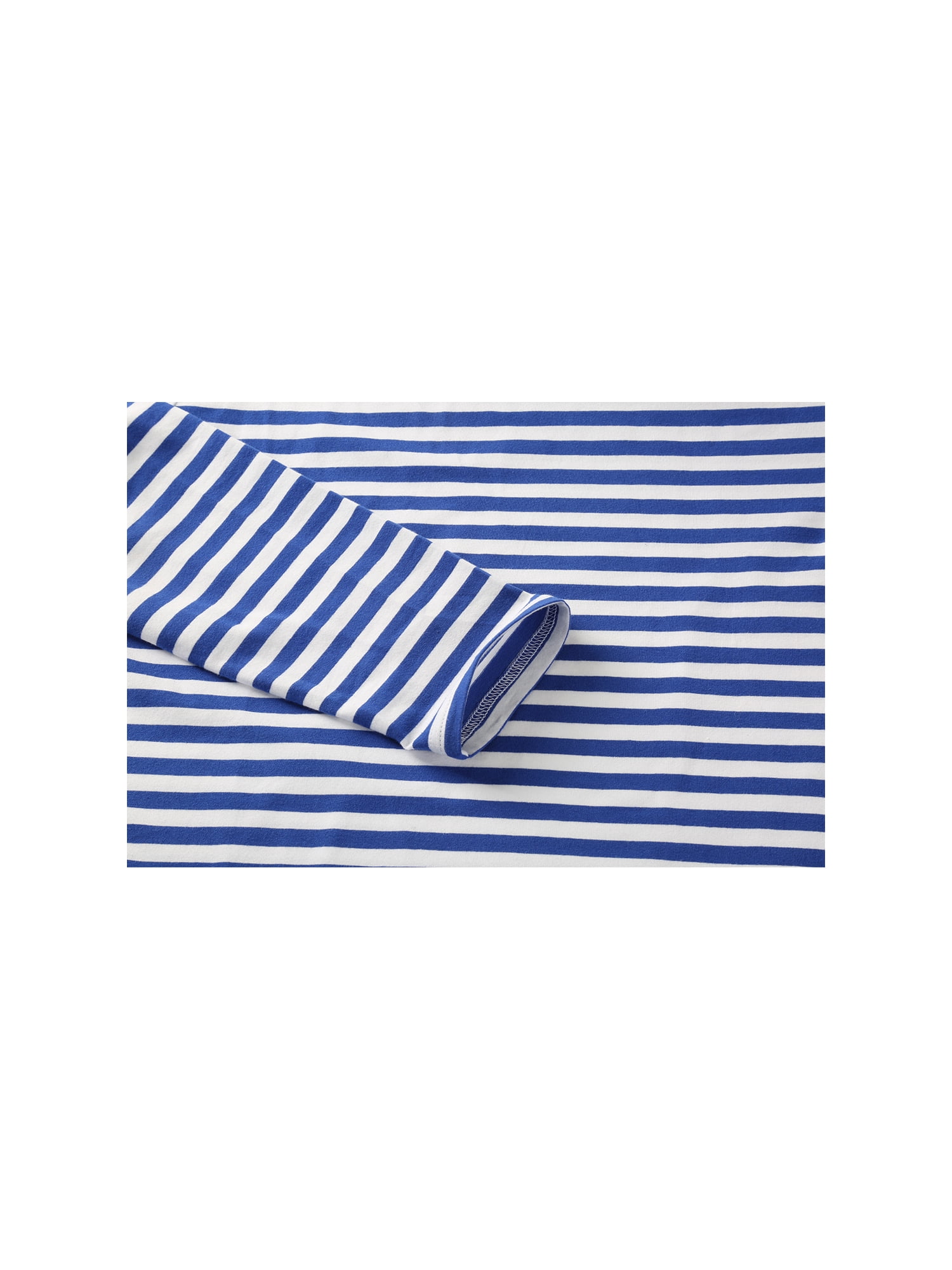 Unique Bargains Men's Long Sleeve Pullover Top Crew Neck Striped T-Shirts 46 Blue and White