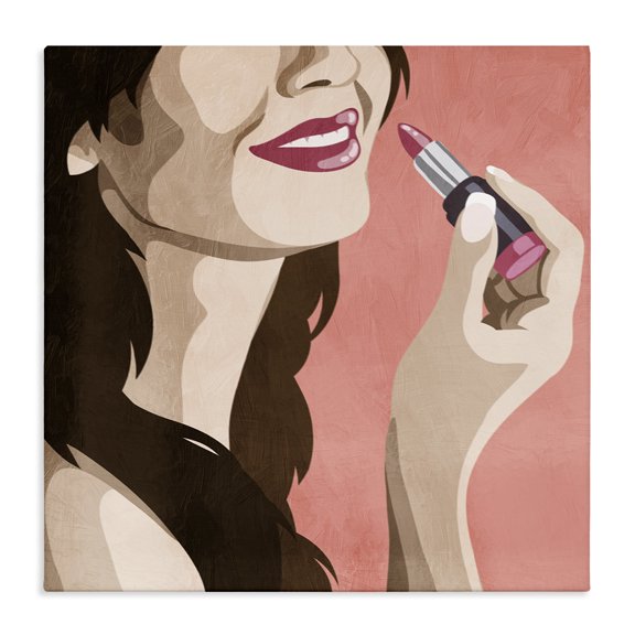 Stupell Industries Art Deco Fashion Designer Lips Smile Pink Canvas Art, 17 x 17, by Marcus Prime