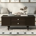 thumbnail image 3 of Harper & Bright Designs Rectangle Coffee Table with Drawers, 47.2" Wood Center Table with Hidden Storage Compartments for Living Room, Brown, 3 of 15