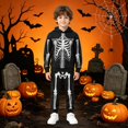 thumbnail image 2 of Kids Skeleton 2 Piece Tracksuit, Hoodie Jogger Pants Halloween Set, Soft Outfit with Pockets for Trick or Treat, School Parade, Fall Daily Wear(Black3/3-4 Years), 2 of 4