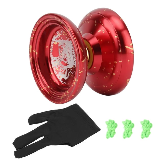 HLONK Unresponsive Alloy Yoyo Funny Kids Yoyo Toy Unresponsive Bearing Stable Rotation Cool Looking Yoyo With Glove Strings For Practice Complex Tricks