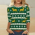 thumbnail image 4 of Oksale Cute Deer Graphic Tops for Women Plus Size Round Neck Shirts Loose 3/4 Length Sleeve Blouses Lightweight Soft Comfy Top Fall Festival Clothing 2025 Green L, 4 of 7