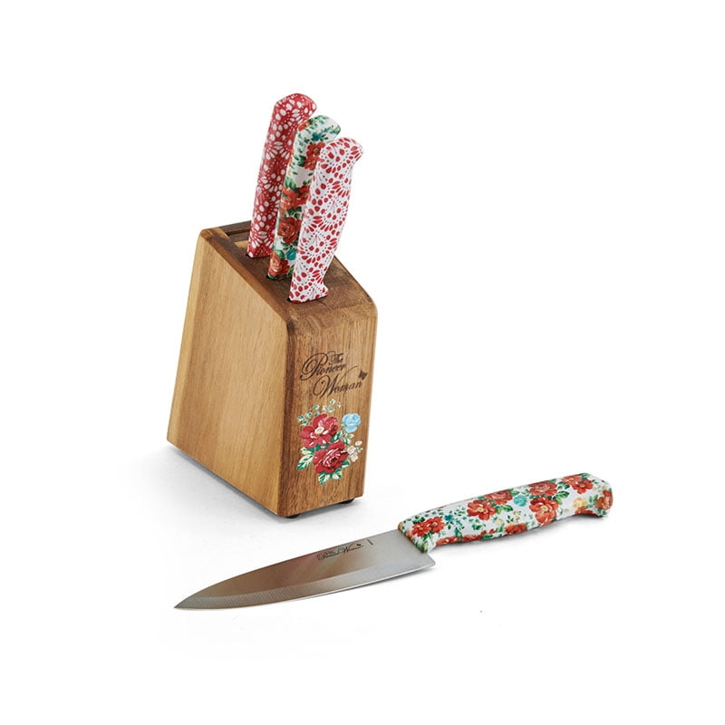 Pioneer Woman Vintage Floral Knife Block Vintage Render