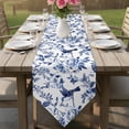 thumbnail image 6 of White Blue Spring Floral Table Runner Linen Burlap Table Runner 72 Inches Long Summer Botanical Hummingbird Dresser Scarves for Kitchen Island Coffee Dining Party Wedding Holiday Decor 18"x72", 6 of 8