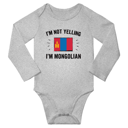 

I m Not Yelling I m Mongolian! Baby Long Sleeve Jumpsuits (Gray 24 Months)