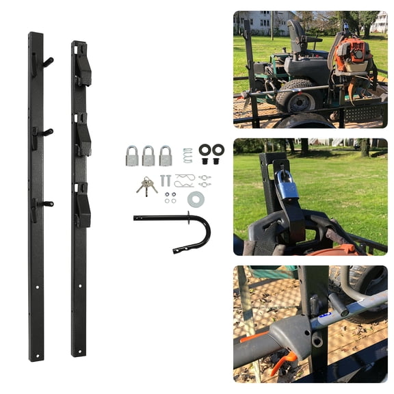 HECASA 3 Place Trimmer Rack Holder Carrier Mount On Open Landscape Trailer  Pickup w/ Lock Pair Weed Eater Racks Weeder Rack