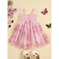 thumbnail image 3 of Musuos Toddler Girls Summer Princess Dress 6M 12M 24M 3Y 4Y Sleeveless 3D Flowers Cute Tulle A-Line Dress with Butterfly Wing, 3 of 10