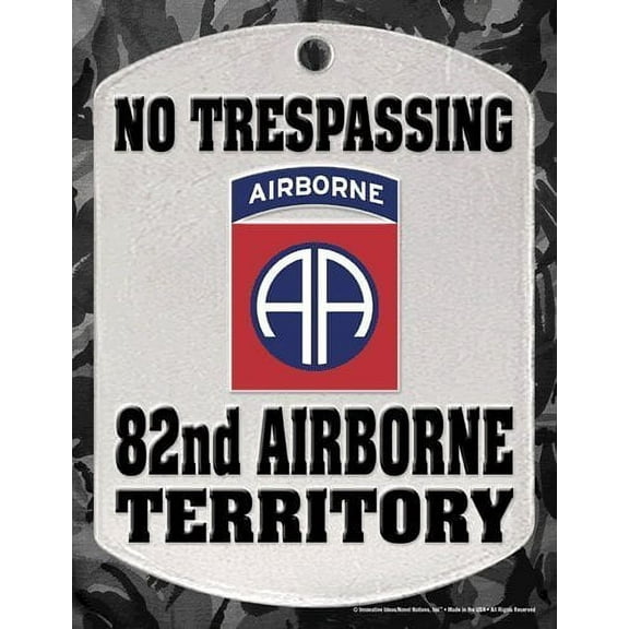 No Trespassing Sign - "82ND AIRBORNE TERRITORY" - Laminated - 8.5" x 11"