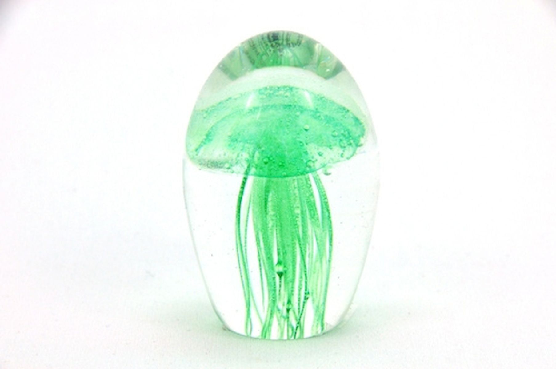 Green Glow Glass Jellyfish Paperweight