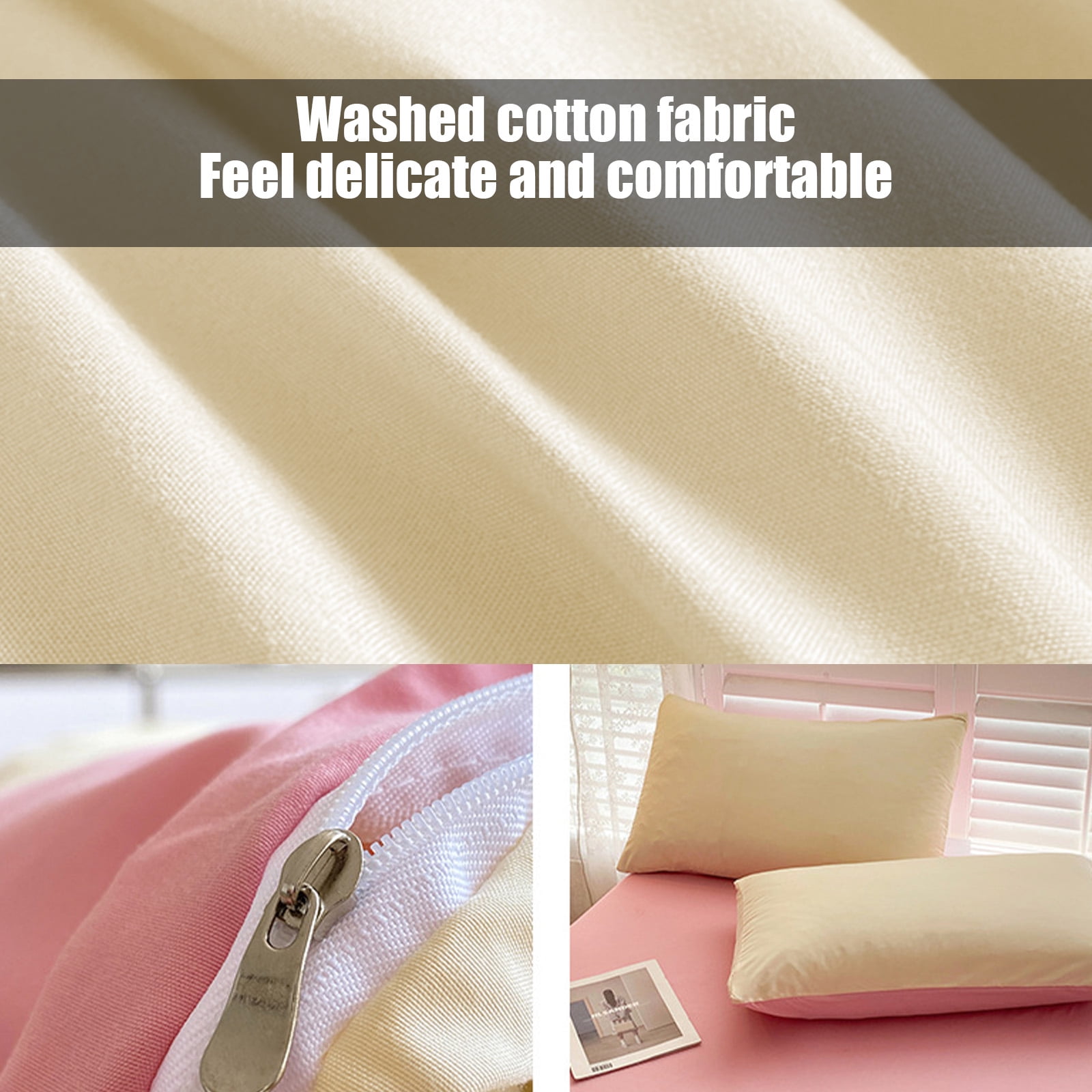 Muecwrye Bedding Comforter Sets, Queen Sheet Set,Washable Cotton Sheets, King Size Comforter Set, Twin Mattress Protector, Standard Size Set of 4 (1 Duvet Cover, 1 Bed sheet, 2 Pillow Covers)