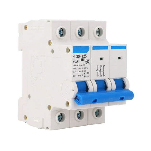 "3-Pole DIN Rail Miniature Circuit Breaker - 400V 80A with PC Flame Retardant Housing for Safe & Reliable Electrical Protection"
(Character count: 118)
Alternative option:
"HL30-125 3P 80A