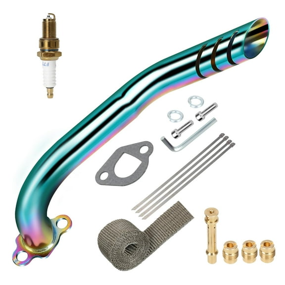 Header Exhaust Pipe Compatible with Predator 212cc 196cc Coleman Mini Bike CT200U BT200X Baja Warrior Massimo MB200 GX160 6.5hp Small Engine KT196 Go Kart Parts Colorful