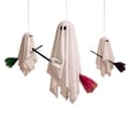 thumbnail image 2 of 3 Pack Halloween Flying Broom Ghost Decorations, Hanging Gauze Ghosts with Built-in Warm LED Lights, Floating Ghost Family Ornament for Tree Yard Porch, Spooky Haunted House Halloween Party Decor, 2 of 8