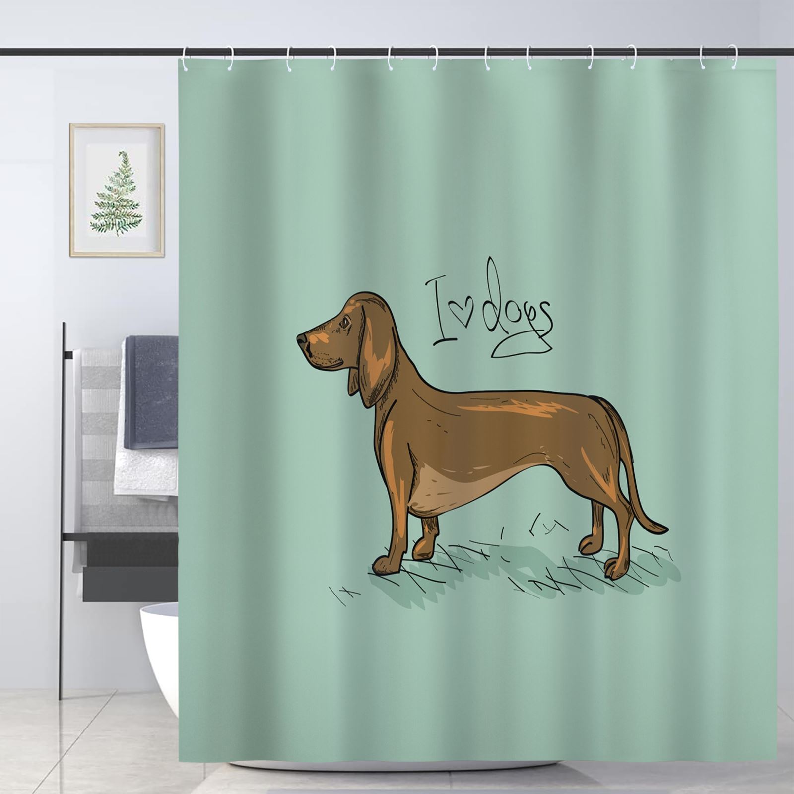 JOOCAR Dachshund Shower Curtain for Bathroom Decoration Fabric Shower