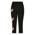 thumbnail image 5 of July 4th Clothes For Girls Elastic Waist Festival Print Capri Pants Slimming Casual Stretchy Capri Pant (12 Years, Black), 5 of 8