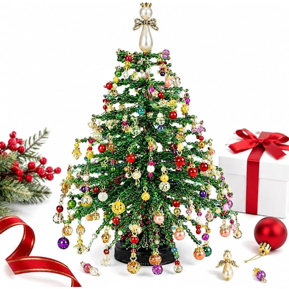 DIY Beaded Christmas Tree Kit, Holiday Craft Set for Christmas Decor & Gifts (Classic)
