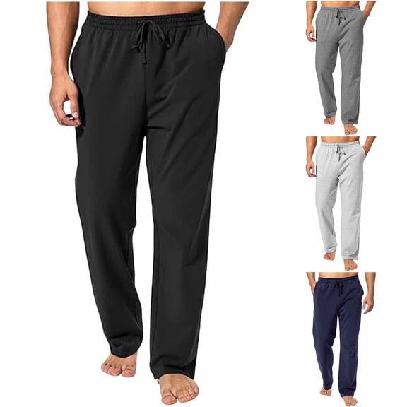 Mgmyaa Men's Stretchy Yoga Jogger Pants With Drawstring Elastic Waist Regular Fit Full Length Soft For Exercise Daily Wear