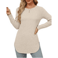 thumbnail image 4 of SOMER Fall Sweaters for Women Pullover Long Sleeve Casual Cozy Lightweight Women Sweaters Trendy Ribbed Knit Tops, 2025 Caramel Apricot, 4 of 6