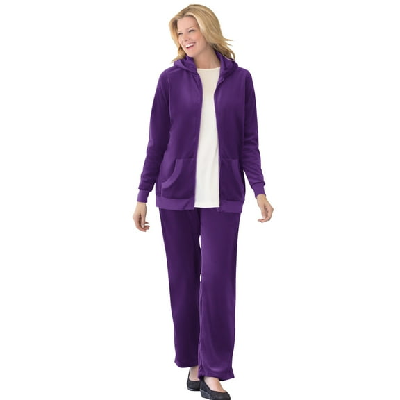 Woman Within Women's Plus Size 2-Piece Velour Hoodie Set