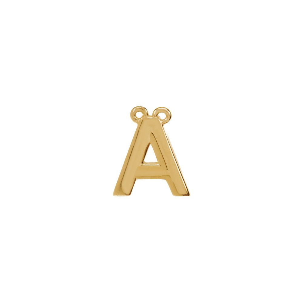14K Yellow Gold LetterE Block Initial Necklace Center