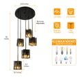 thumbnail image 6 of Black and Gold Dining Room Light Fixture 5-Light Modern Smoked Glass Clsuter Chandelier Black Industrial Kitchen Island Pendant Lights 14.6'' Farmhouse Chandeliers for Dining Room, 6 of 8