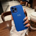 thumbnail image 1 of Funda personalizada para iPhone 13 14 Pro Max, Funda de cuero con letras iniciales coreanas, de lujo, para modelos 13, 12, 11, 14 Pro Max, 1 of 4