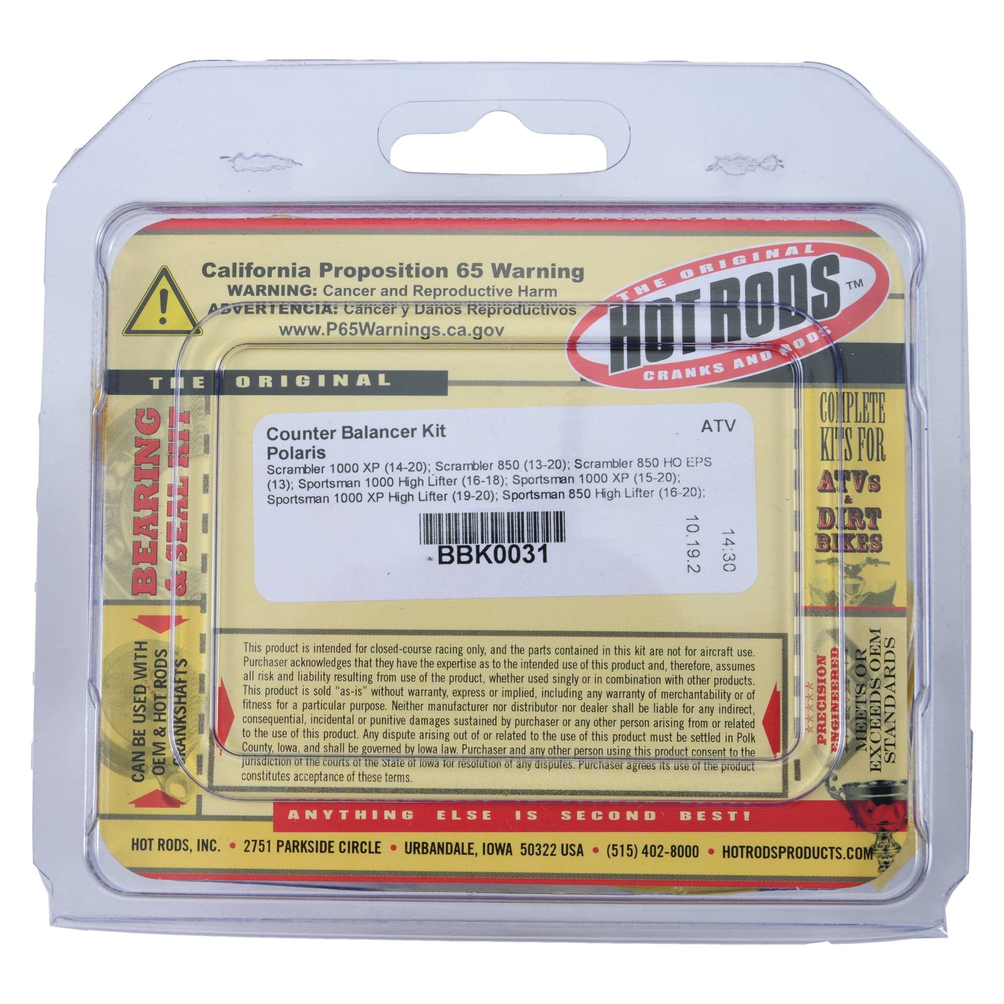 Hot Rods Counter Balancer Kit k0031 For Polaris Scrambler 1000 Xp 14 18 Walmart Com Walmart Com