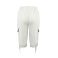 thumbnail image 4 of Miluxas Women's Cargo Shorts , Loose Fit Zipper Multi-Pockets Twill Knee-Length Bermuda Drawstring Shorts White, 4 of 5