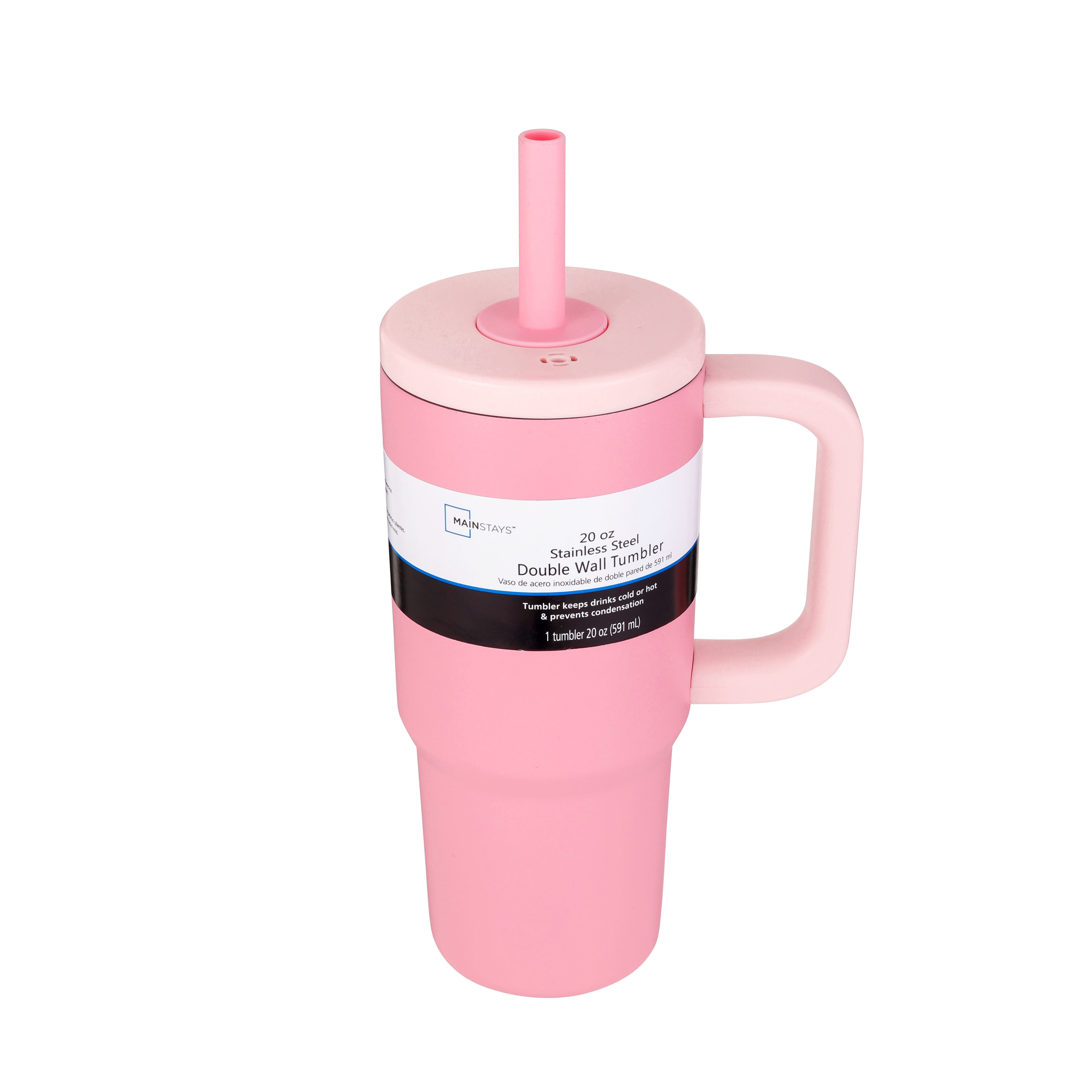 Mainstays 20 oz Double Wall Stainless Steel Tumbler Pink with