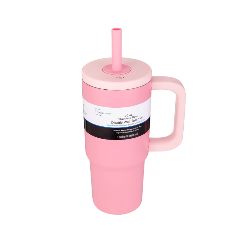Mainstays 20 oz Double Wall Stainless Steel Tumbler Pink with