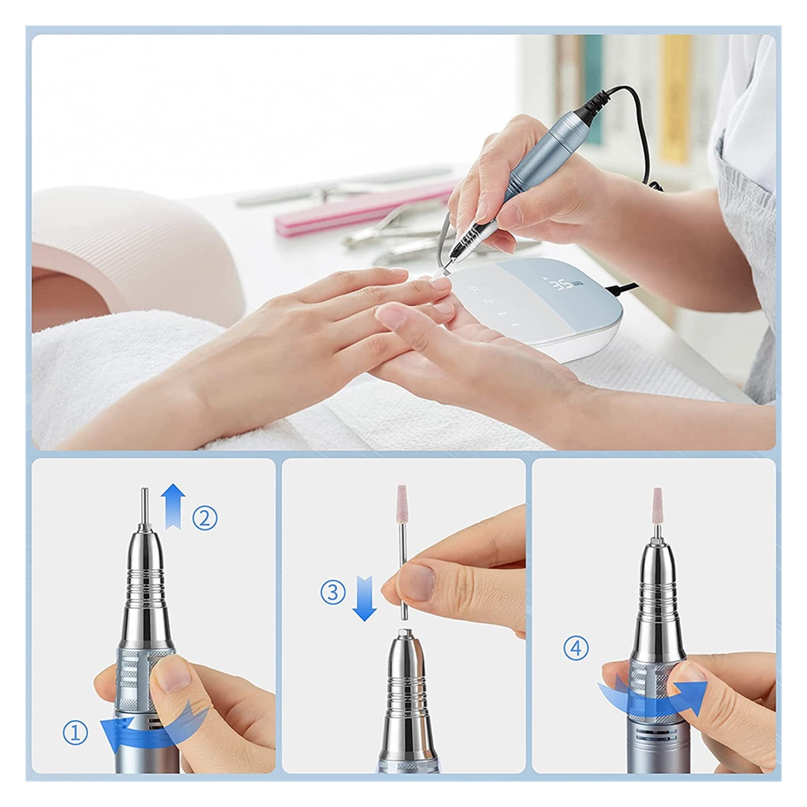 Electric Manicure Machine With Touch-Sensitive Control & LCD Screen, Nail Drill 35000RPM Electric Nail File For Acrylic Gel Nails ,Low Noise