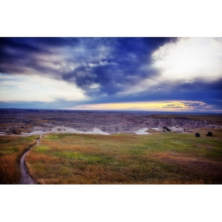Canvas Print Buttes Sky South Dakota Clouds Badlands Mountains Stretched Canvas 10 x